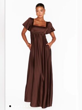 SHOW ME YOUR MUMU- Nora Maxi Dress XS Brown luxe satin